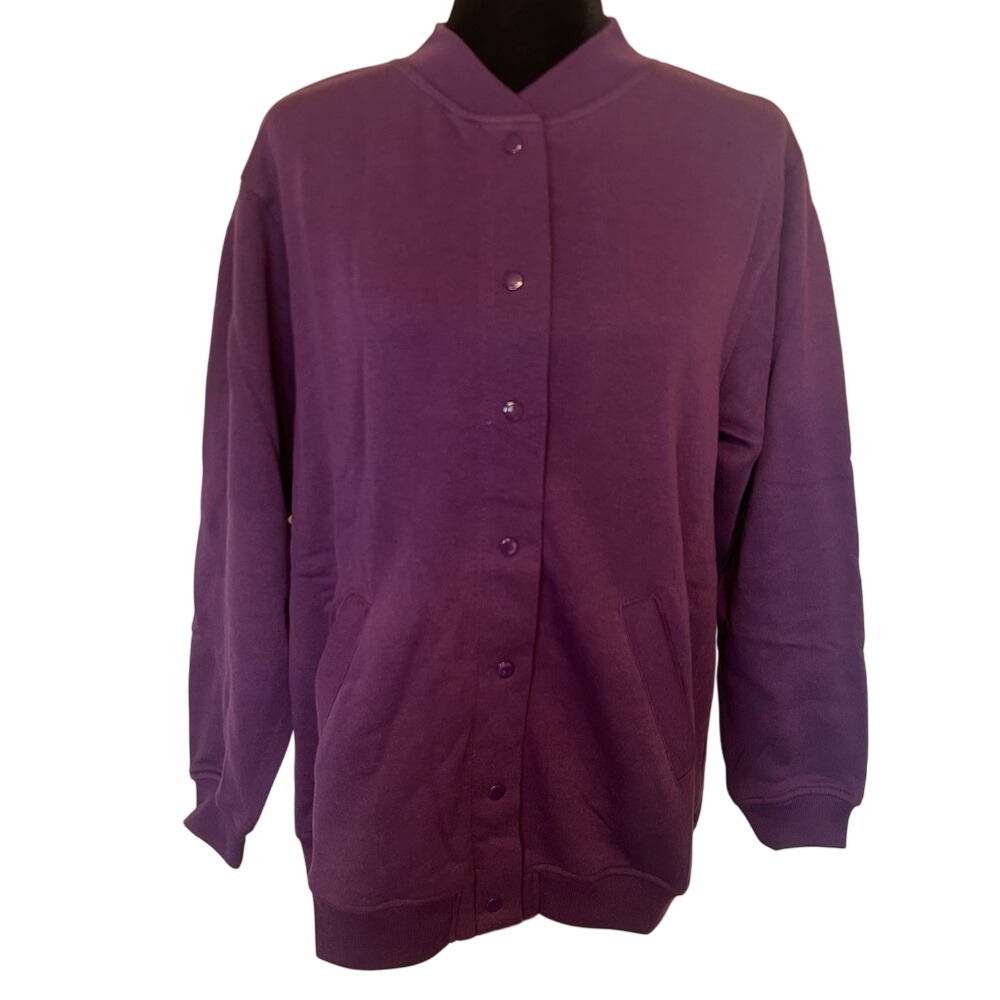 NWT Drapers and Damons Purple Snap Button Fleece Jacket Coat Size‎ Medium